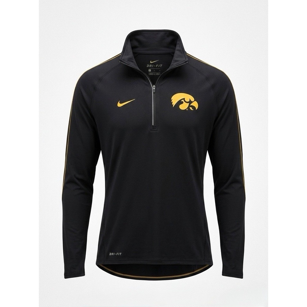 Nike Iowa Hawkeyes Women M Dri-FIT 1/4 Zip Pullover Black Gold Athletic